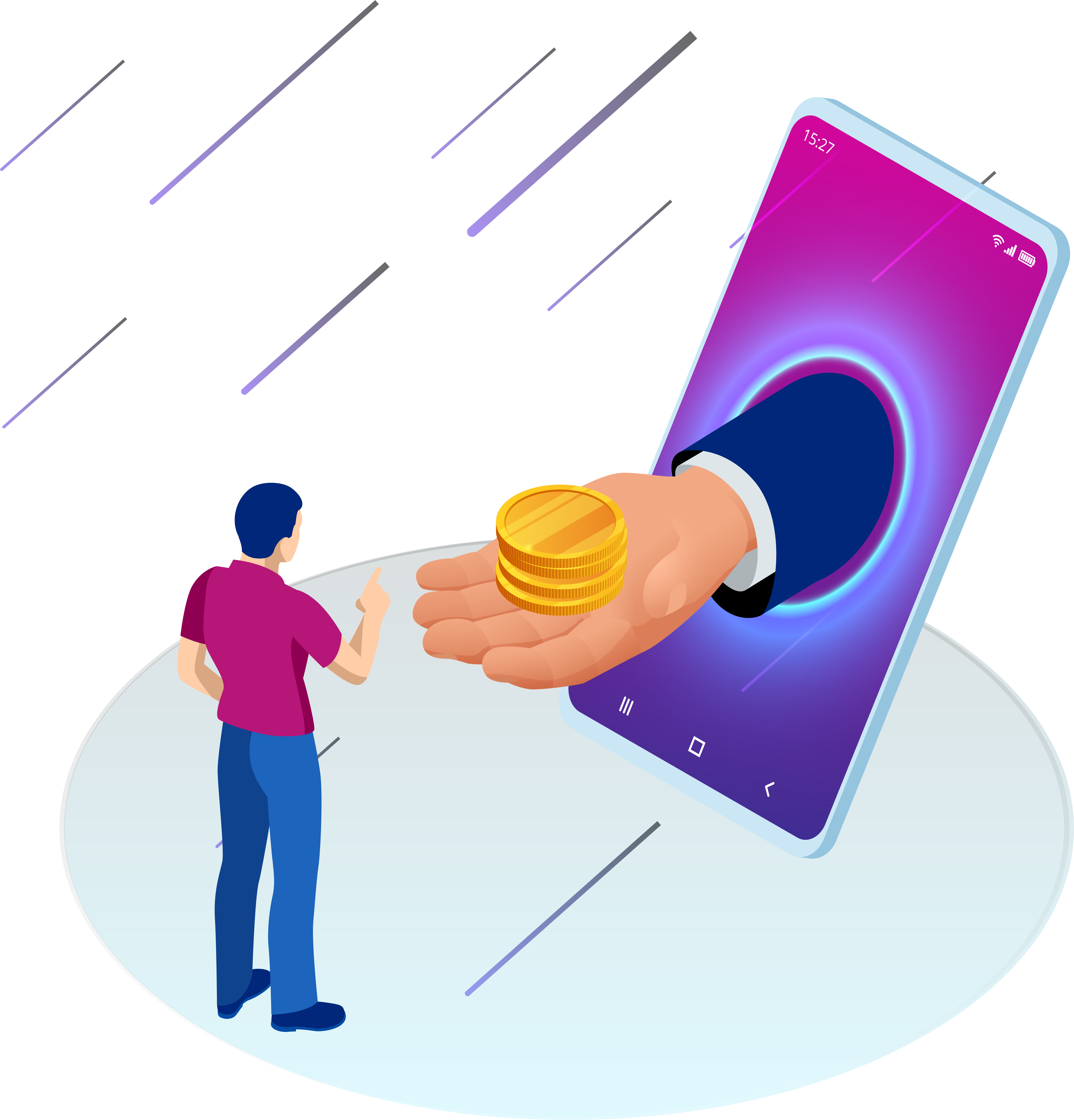 Mobile phone showing cash advance process
